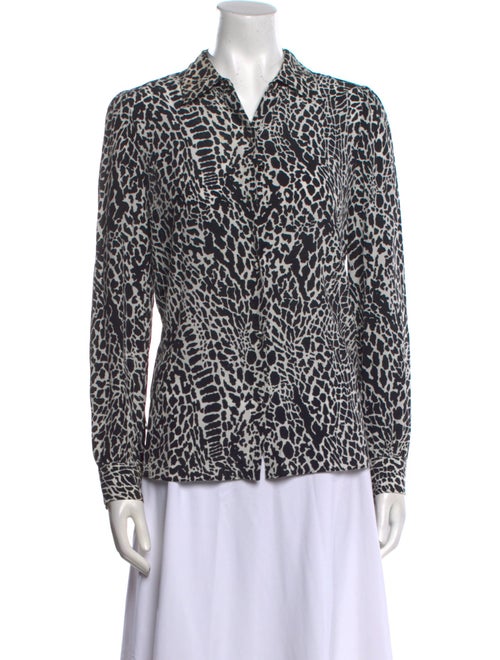 FRAME Silk Animal Print Button-Up Top