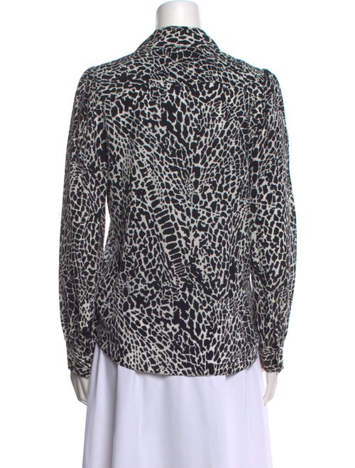 FRAME Silk Animal Print Button-Up Top