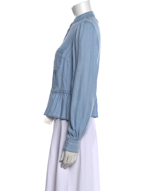 FRAME Mock Neck Long Sleeve Button-Up Top