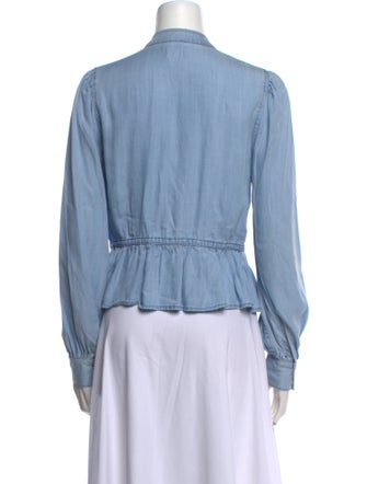 FRAME Mock Neck Long Sleeve Button-Up Top