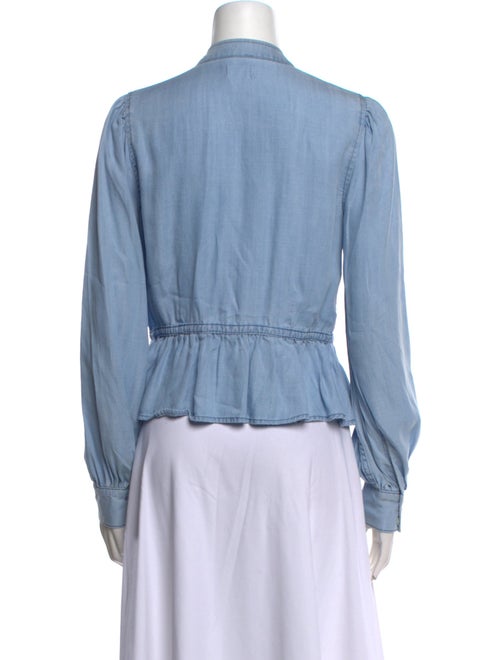 FRAME Mock Neck Long Sleeve Button-Up Top