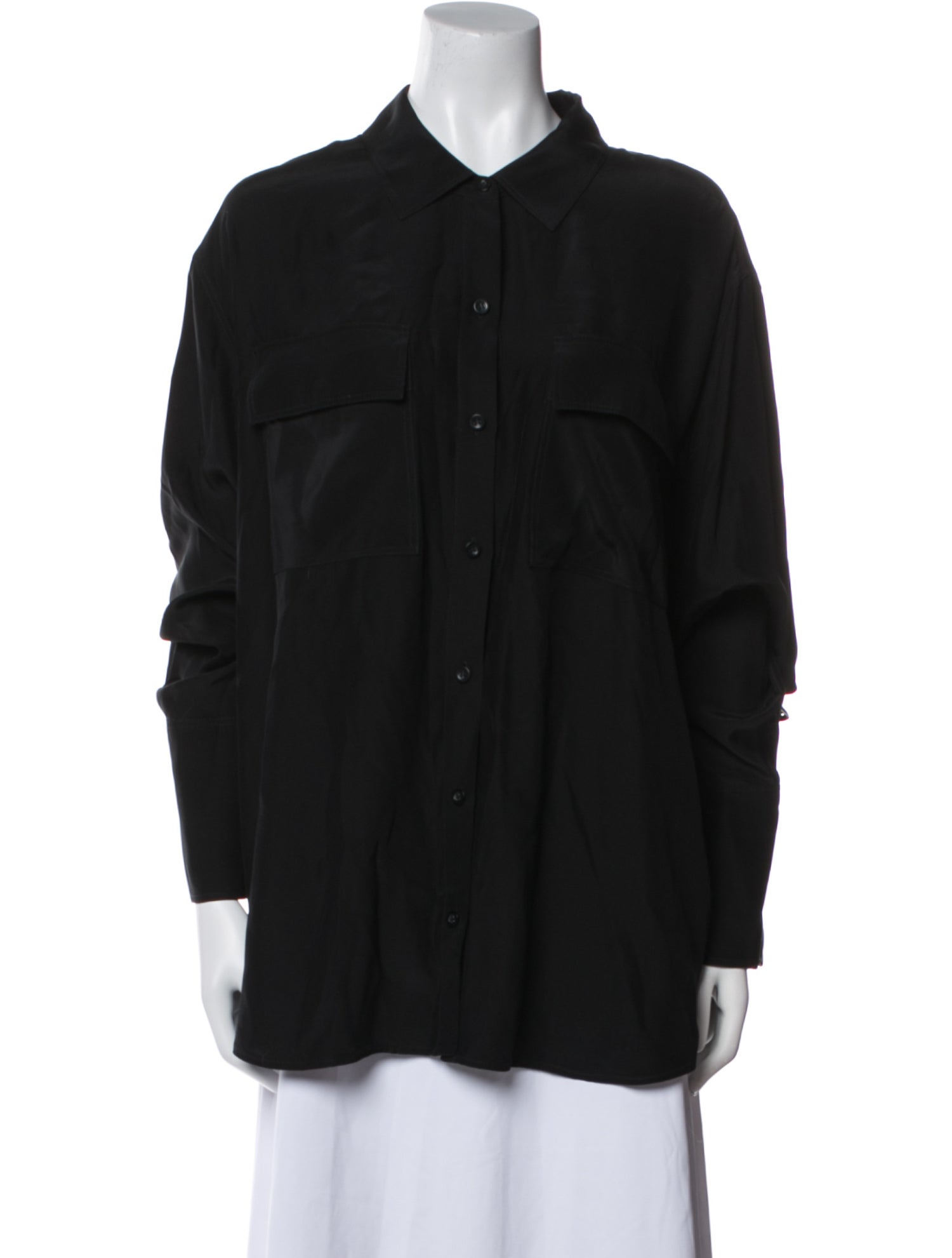 FRAME Silk Long Sleeve Button-Up Top