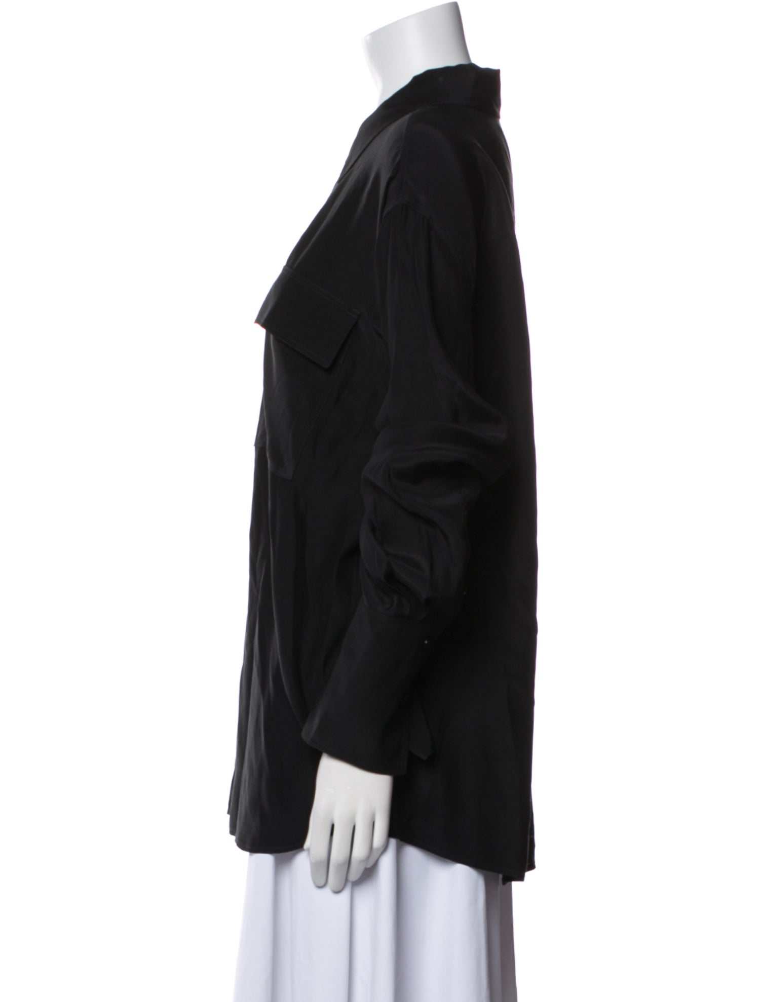 FRAME Silk Long Sleeve Button-Up Top