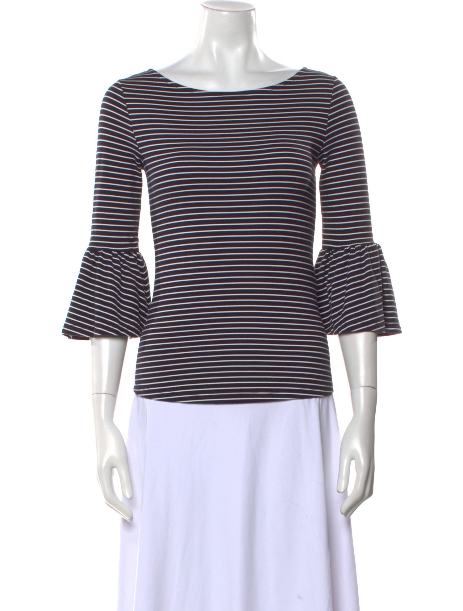 FRAME Striped Scoop Neck Top