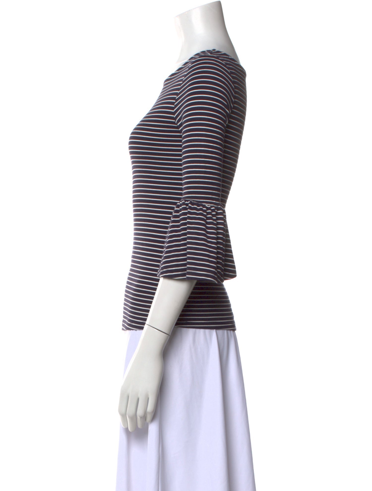 FRAME Striped Scoop Neck Top