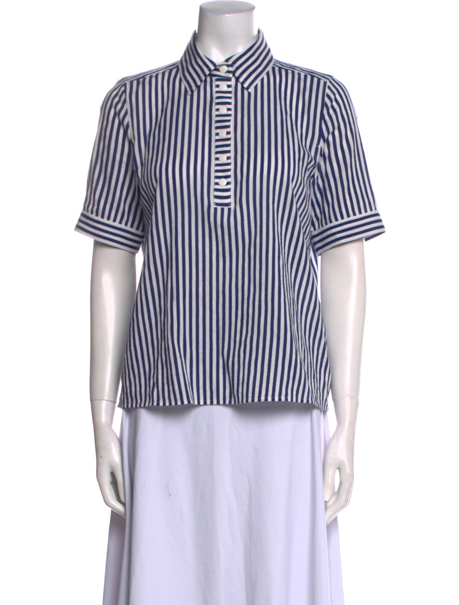 FRAME Striped Short Sleeve Button-Up Top