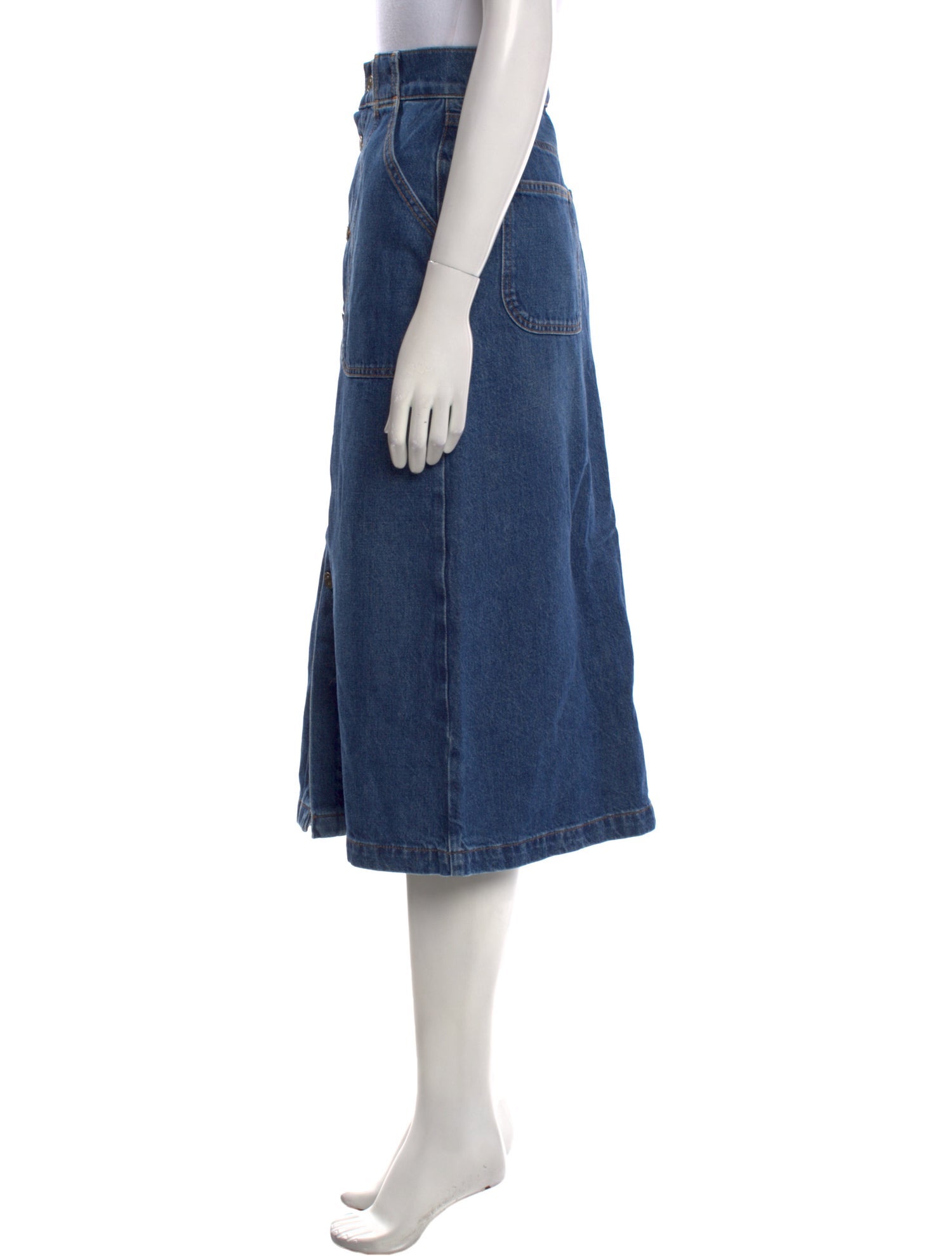 FRAME Distressed Accents Midi Length Skirt