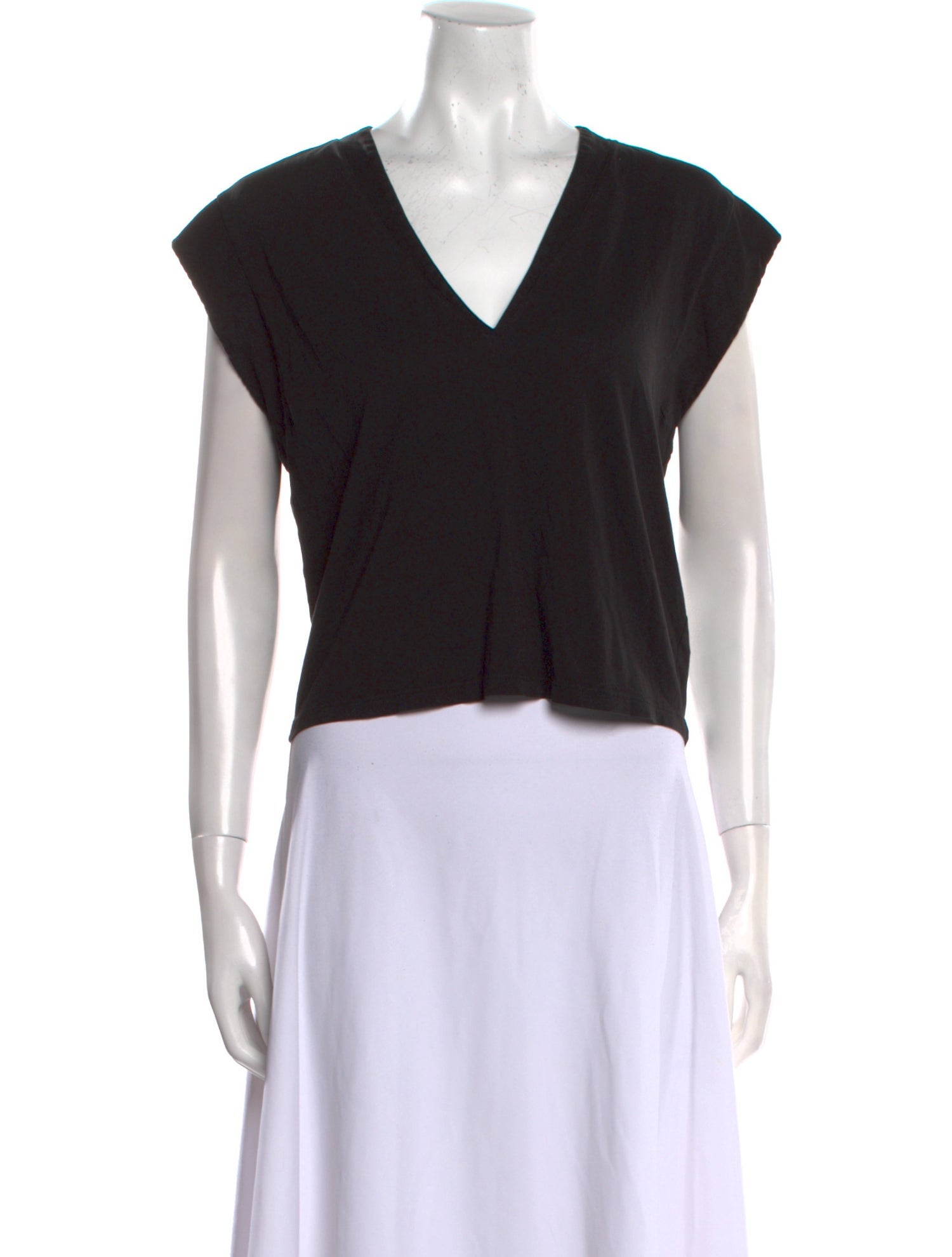 FRAME V-Neck Short Sleeve Crop Top