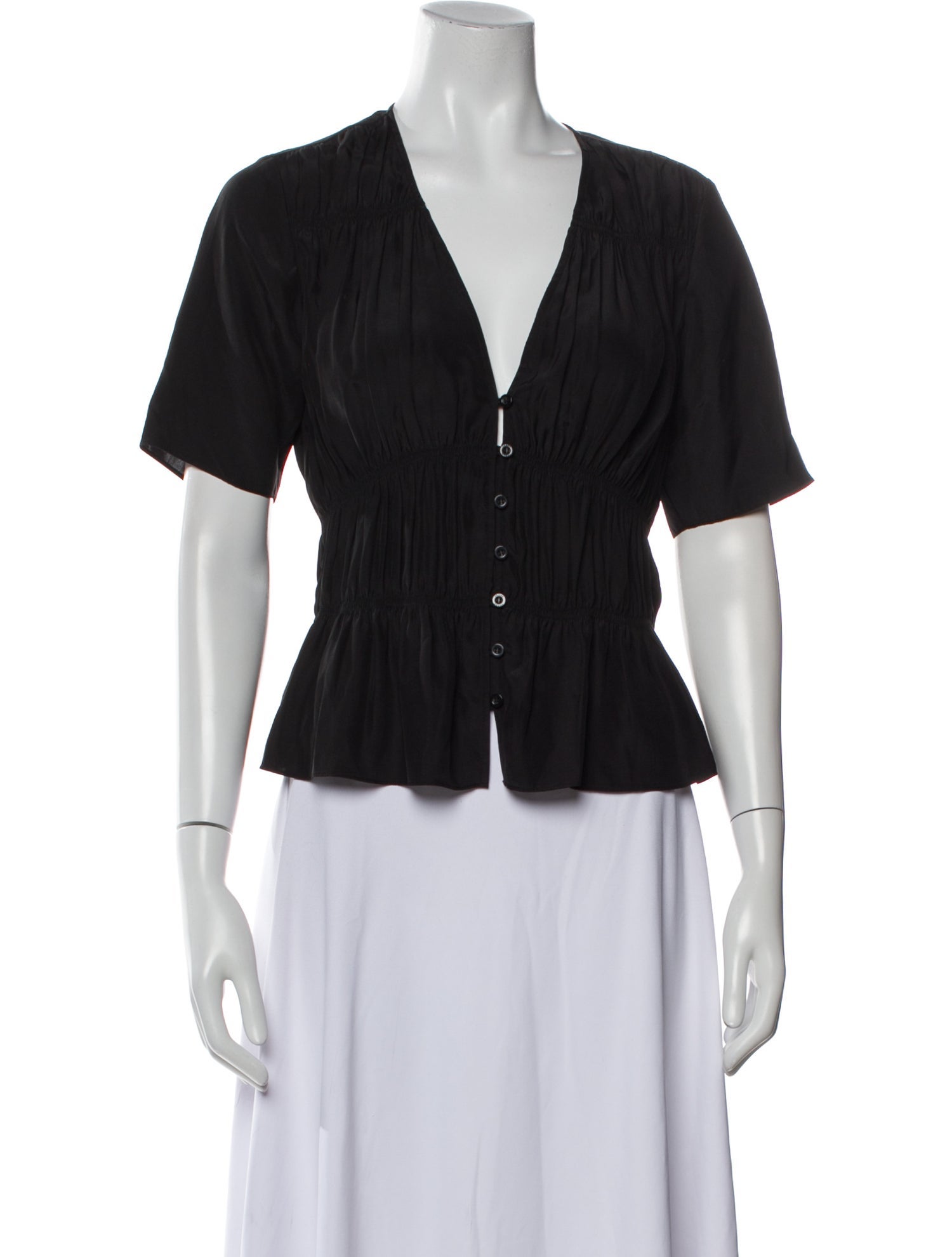 FRAME V-Neck Short Sleeve Crop Top