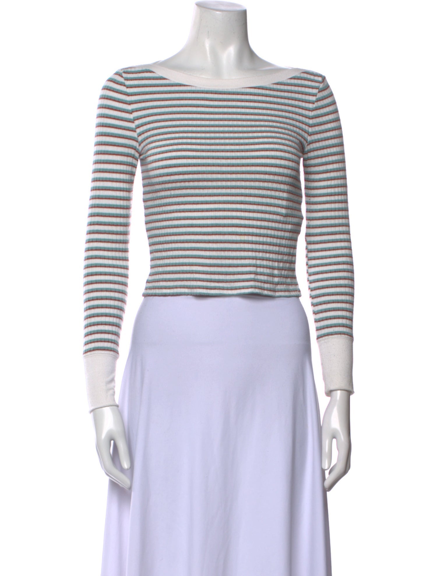 FRAME Striped Scoop Neck Crop Top