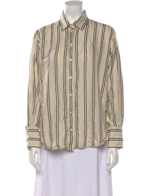 FRAME Silk Striped Button-Up Top