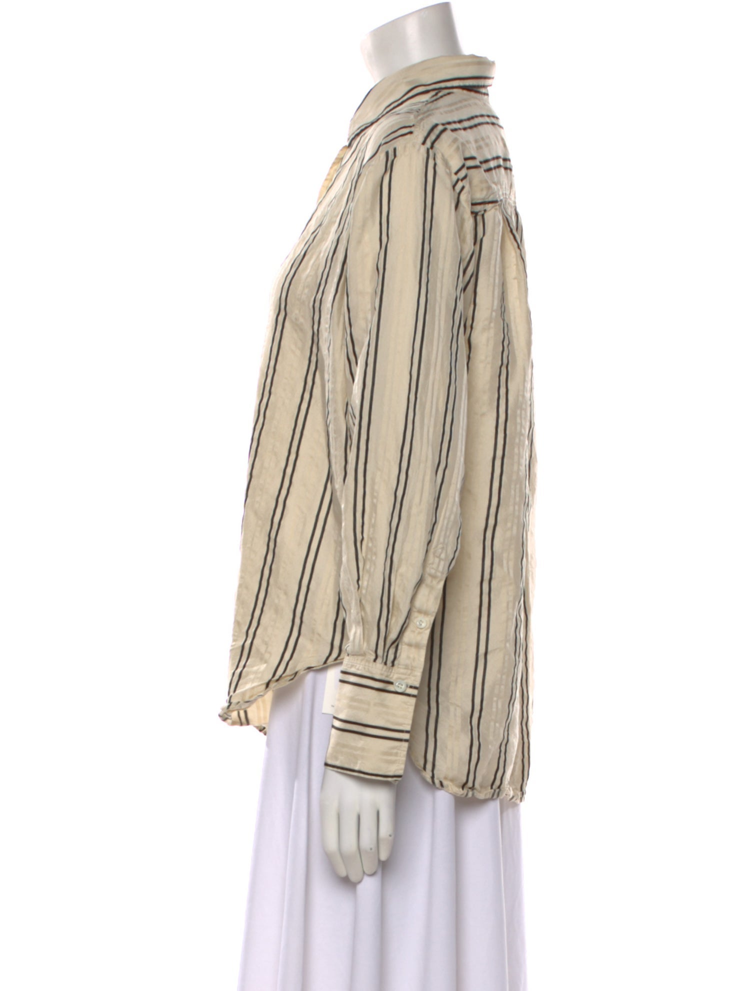 FRAME Silk Striped Button-Up Top