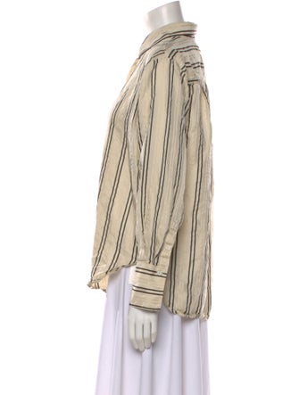 FRAME Silk Striped Button-Up Top