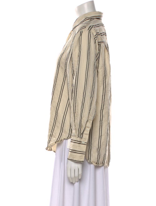 FRAME Silk Striped Button-Up Top