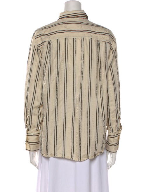 FRAME Silk Striped Button-Up Top