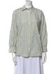 FRAME Striped Three-Quarter Sleeve Button-Up Top