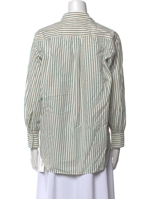 FRAME Striped Three-Quarter Sleeve Button-Up Top