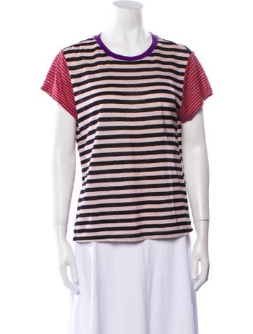 Frame Tops Linen Striped T-Shirt M