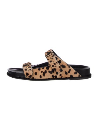 FRAME Ponyhair Animal Print Slides