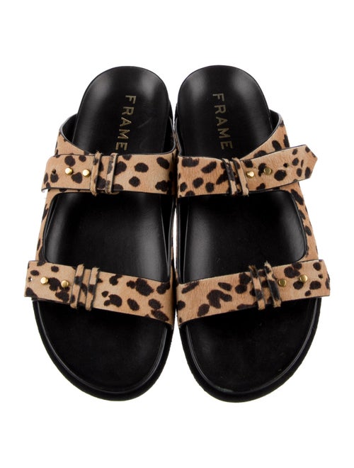 FRAME Ponyhair Animal Print Slides