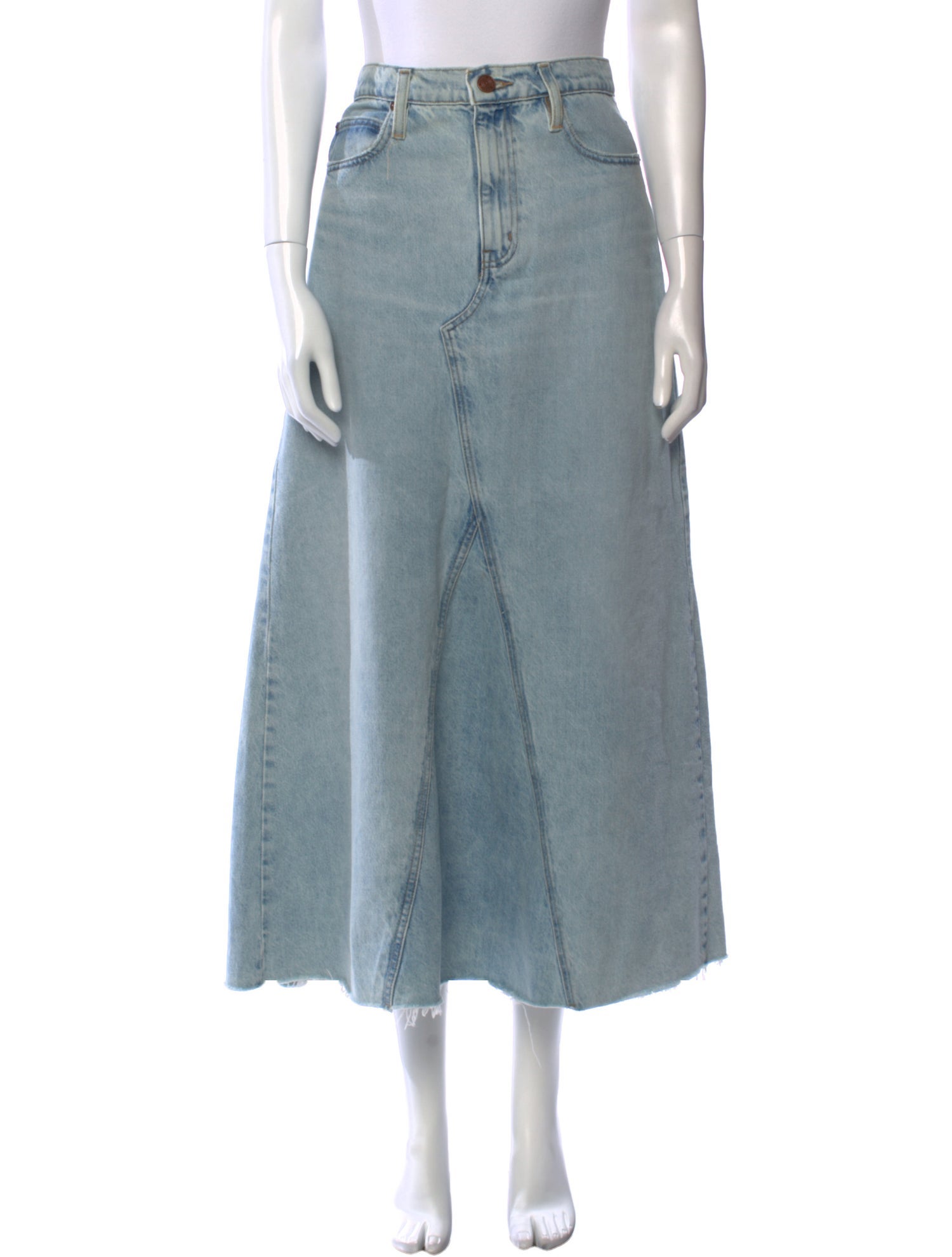 FRAME Raw-Edge Trim Midi Length Skirt