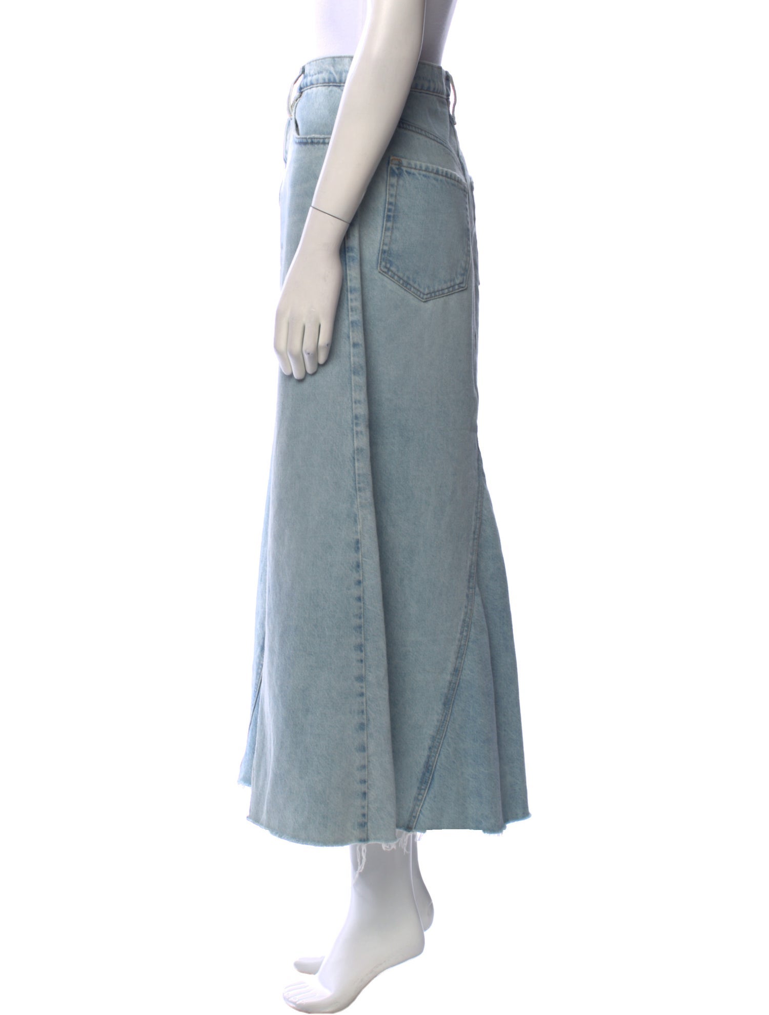 FRAME Raw-Edge Trim Midi Length Skirt