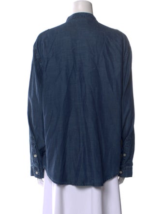 FRAME Mock Neck Long Sleeve Button-Up Top