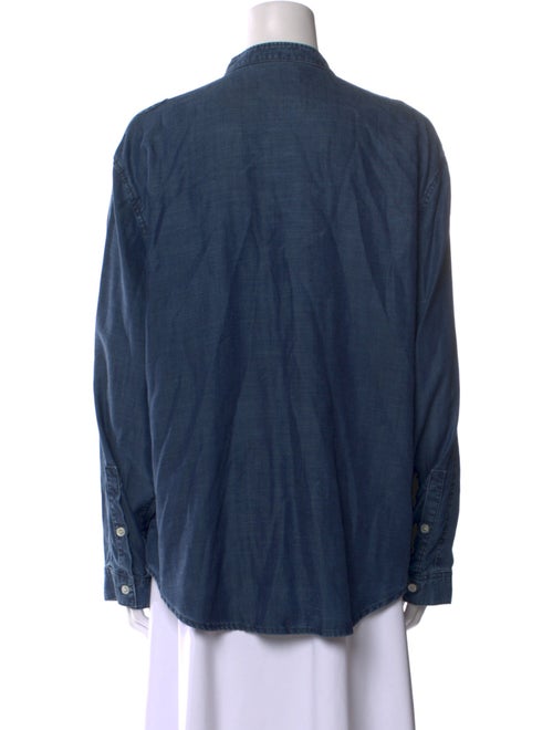 FRAME Mock Neck Long Sleeve Button-Up Top