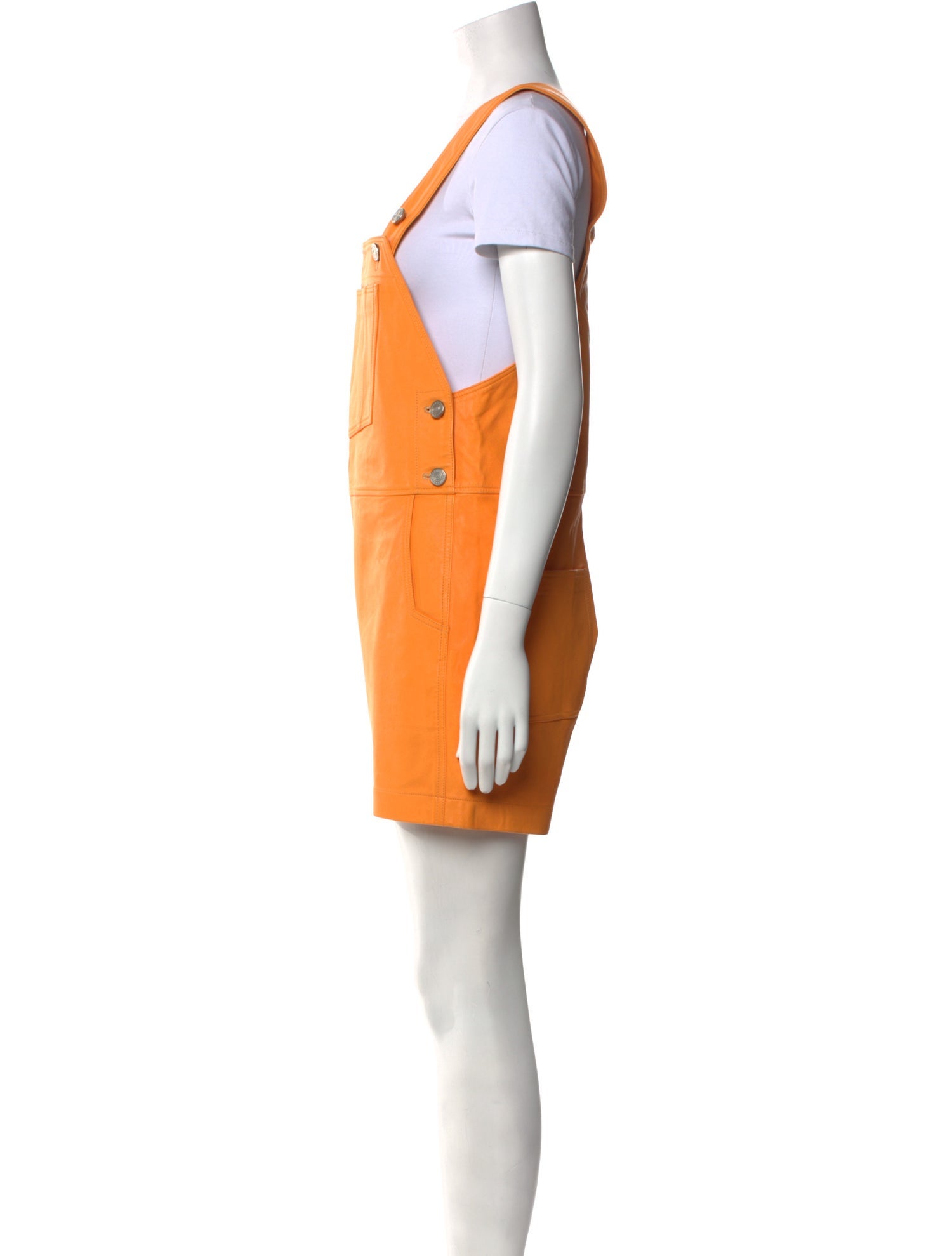 FRAME Lamb Leather Square Neckline Romper