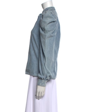 FRAME Mock Neck Long Sleeve Button-Up Top