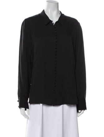 FRAME Silk Long Sleeve Button-Up Top