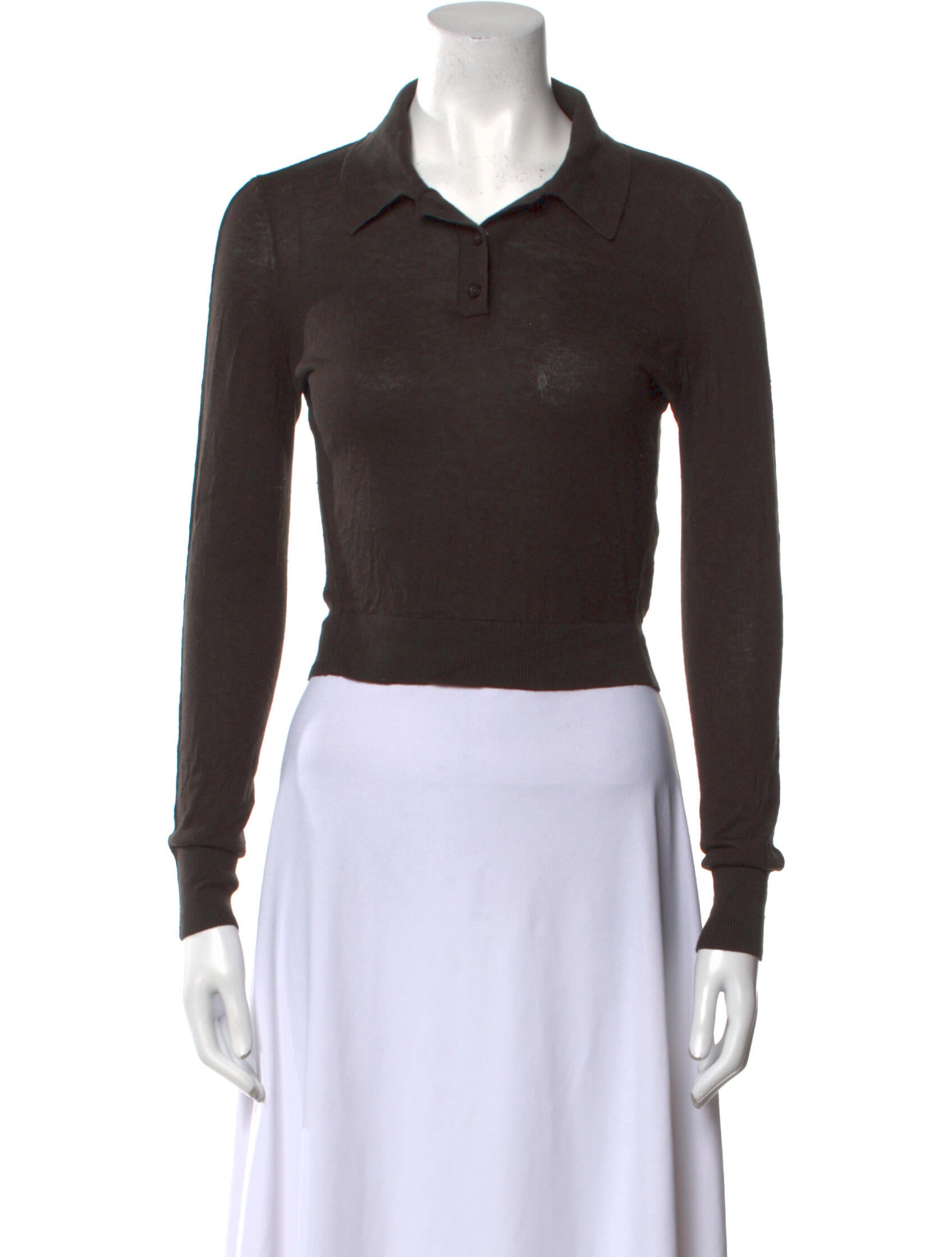 FRAME Silk Long Sleeve Crop Top