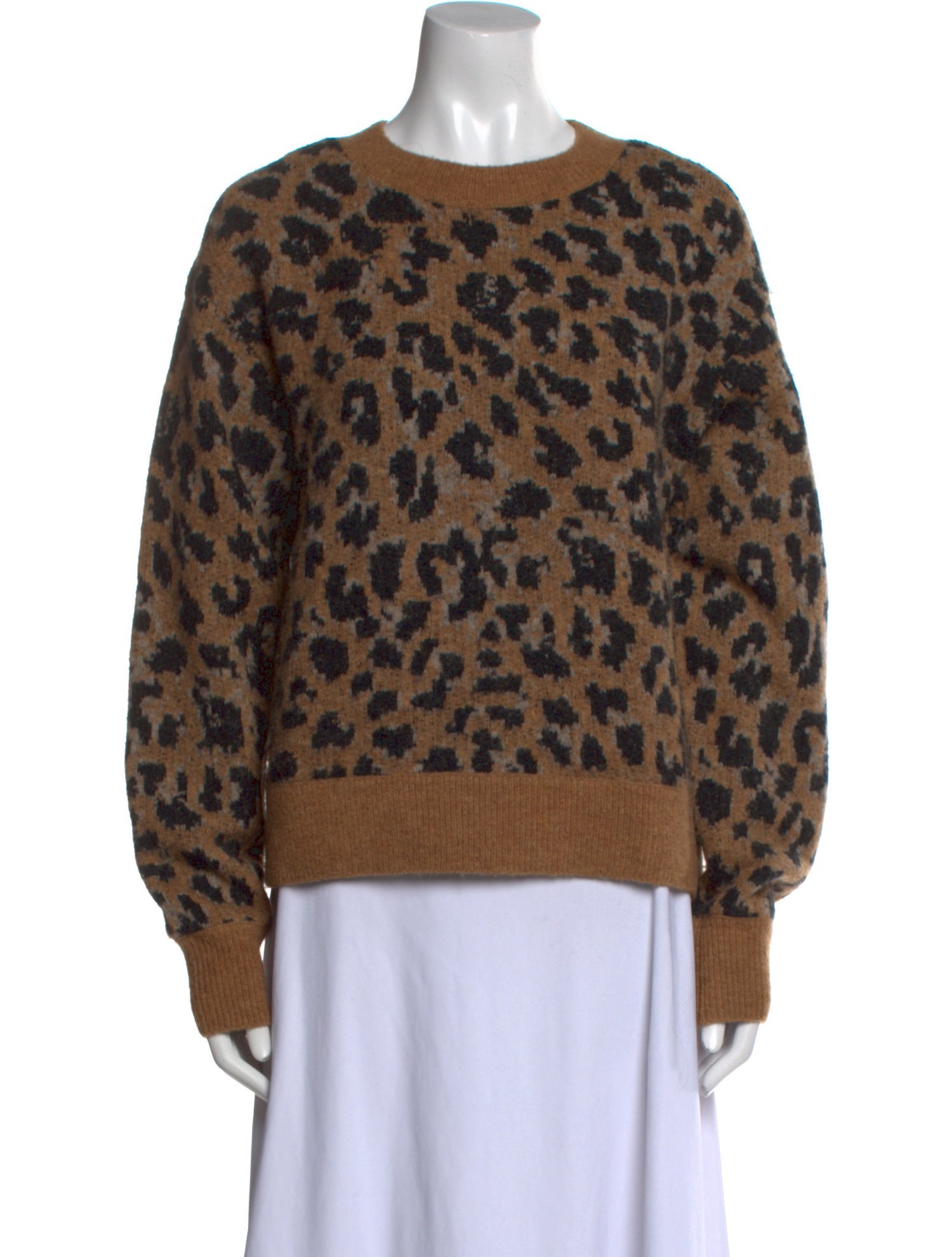 FRAME Animal Print Crew Neck Sweater