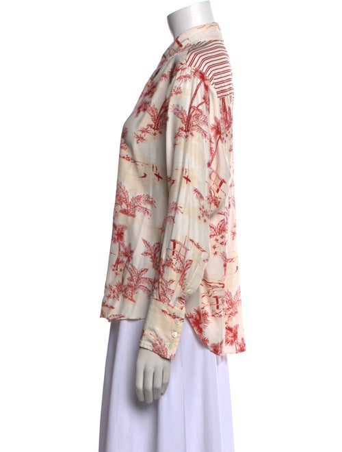 FRAME Silk Floral Print Button-Up Top