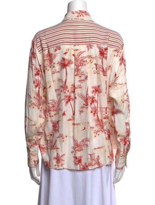FRAME Silk Floral Print Button-Up Top
