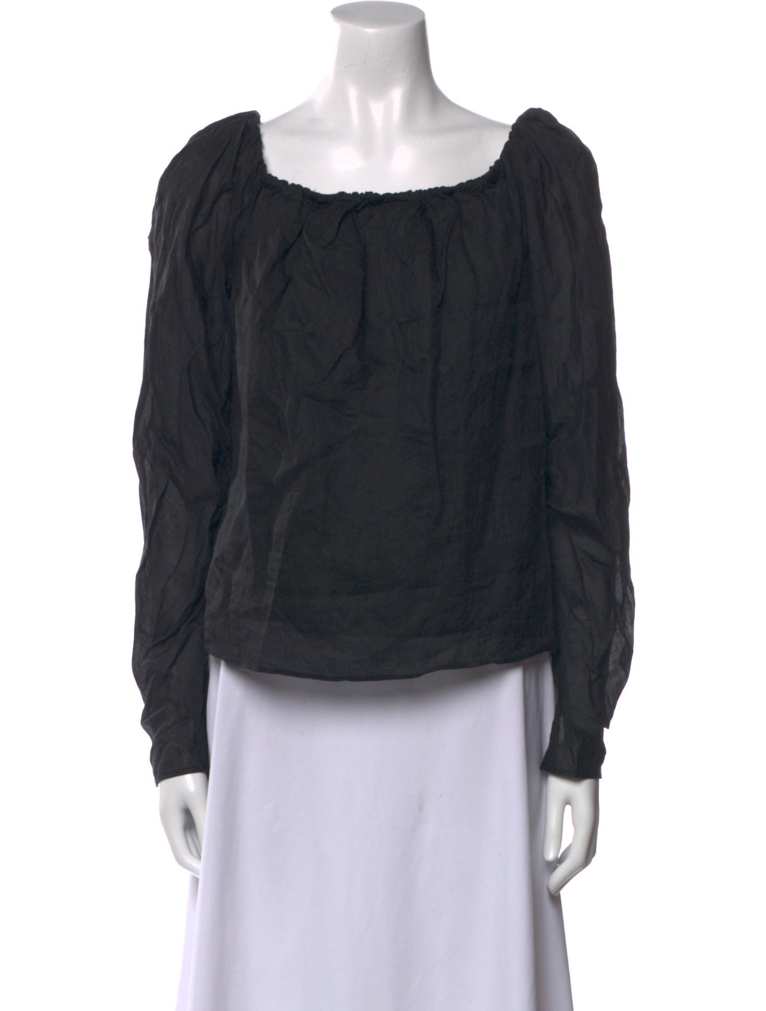 FRAME Square Neckline Long Sleeve Blouse