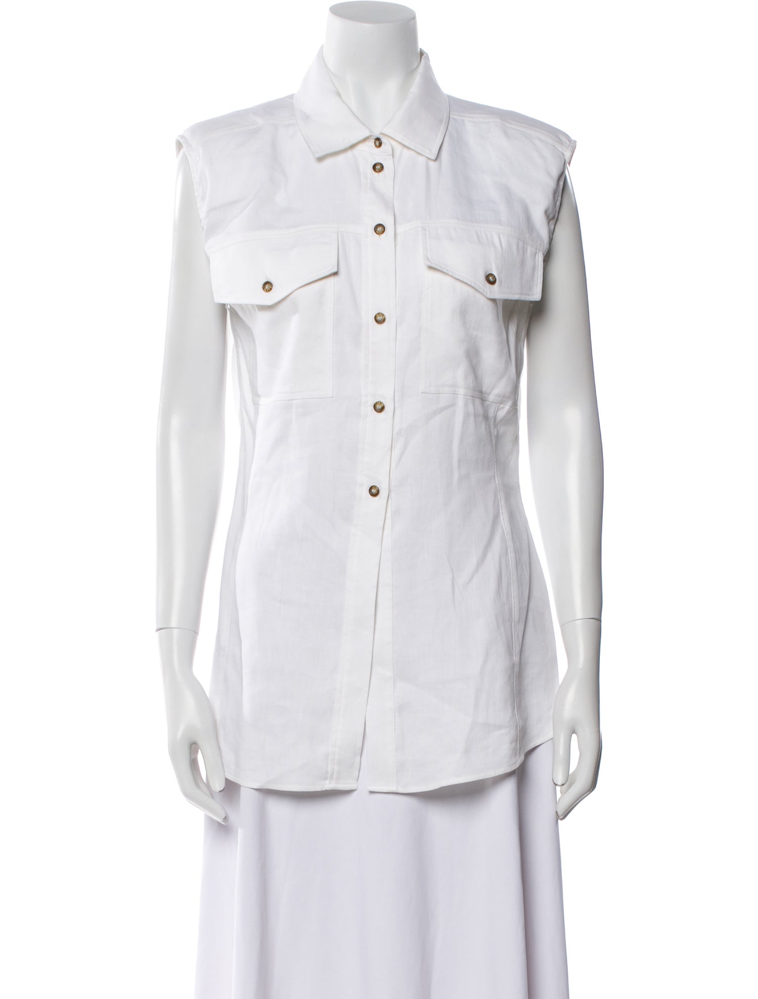 FRAME Linen Sleeveless Button-Up Top