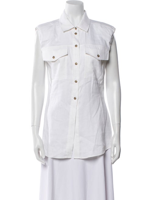 FRAME Linen Sleeveless Button-Up Top