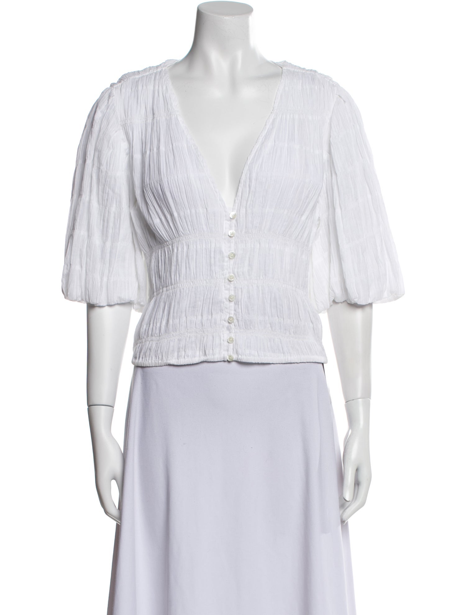 FRAME Striped V-Neck Crop Top