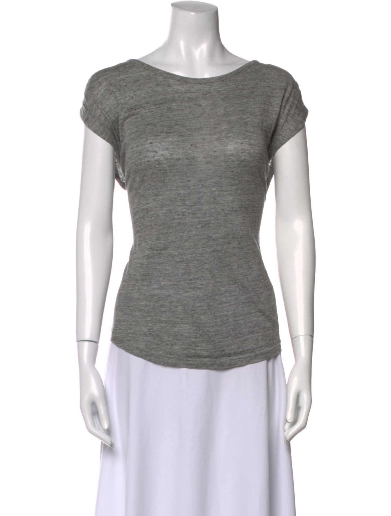 FRAME Linen Bateau Neckline T-Shirt