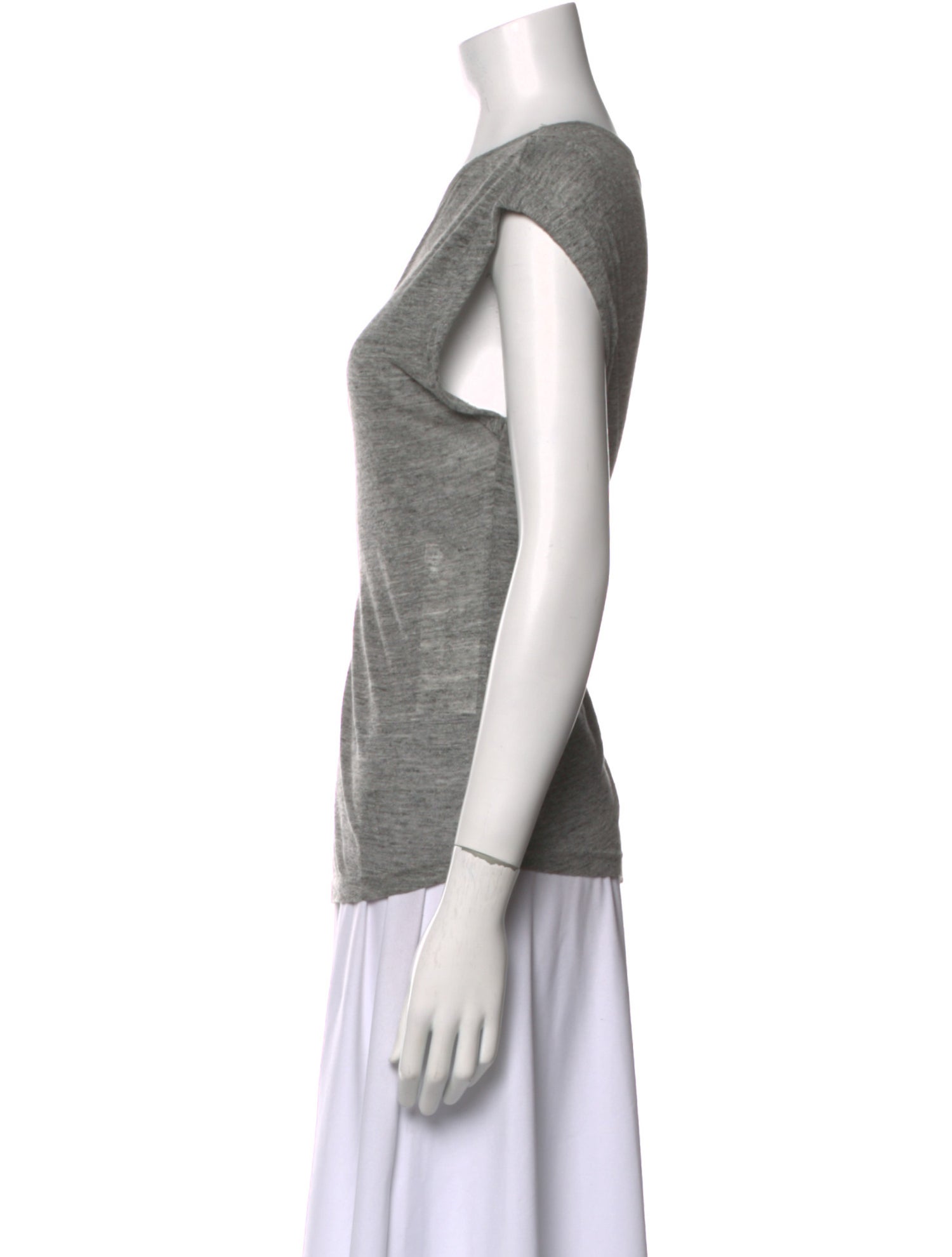 FRAME Linen Bateau Neckline T-Shirt