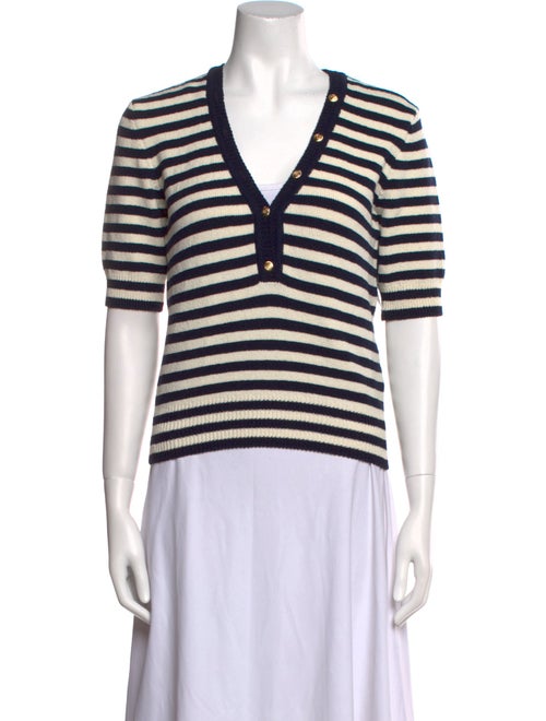 FRAME Striped V-Neck Sweater