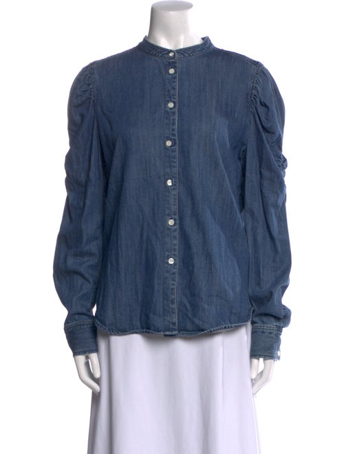 FRAME Mock Neck Long Sleeve Button-Up Top