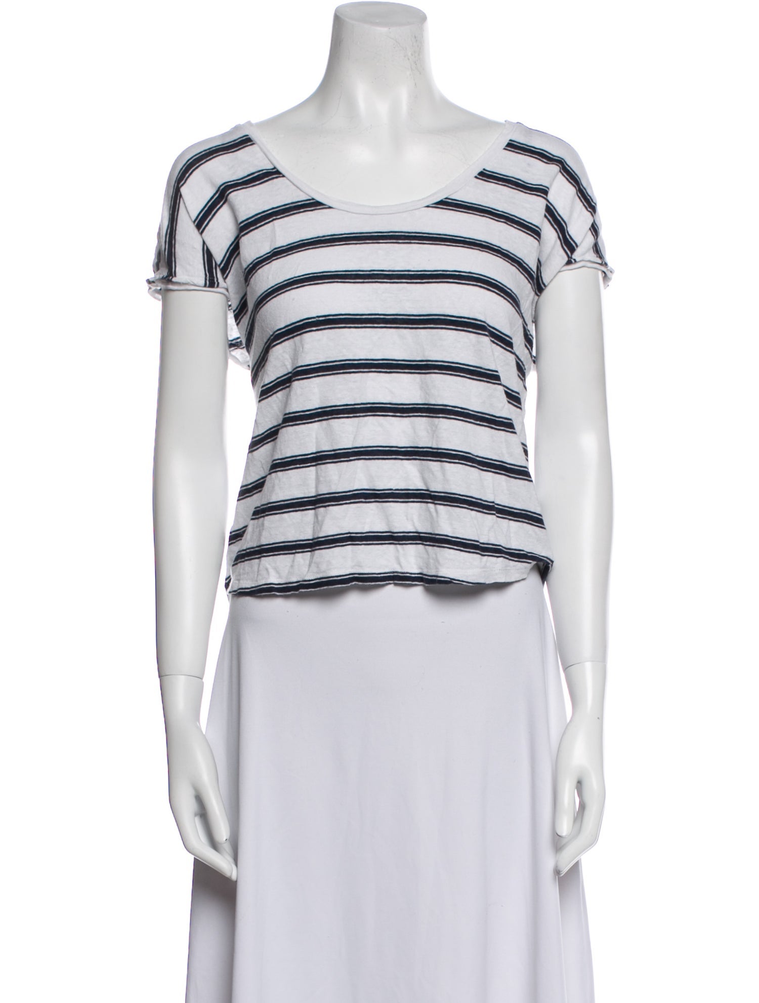 FRAME Linen Striped Crop Top