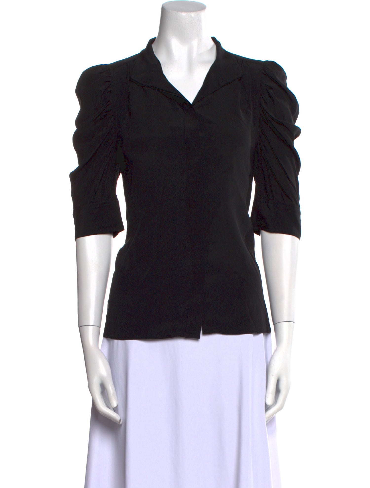 FRAME Silk Short Sleeve Button-Up Top