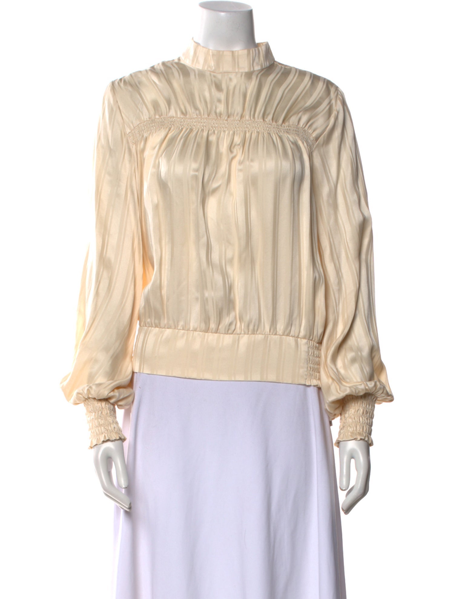 FRAME Silk Mock Neck Blouse