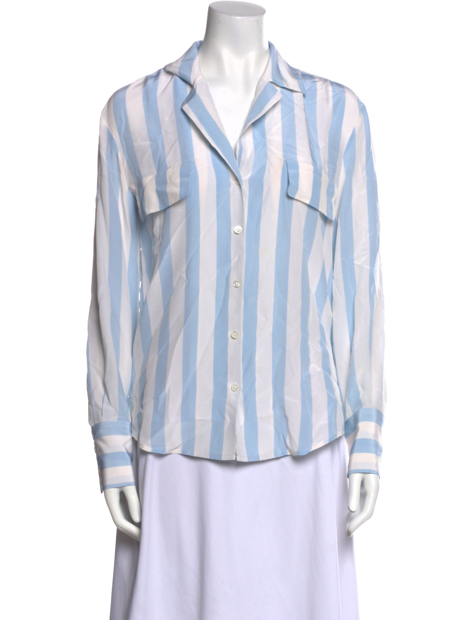 FRAME Silk Striped Button-Up Top
