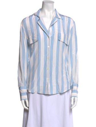 FRAME Silk Striped Button-Up Top
