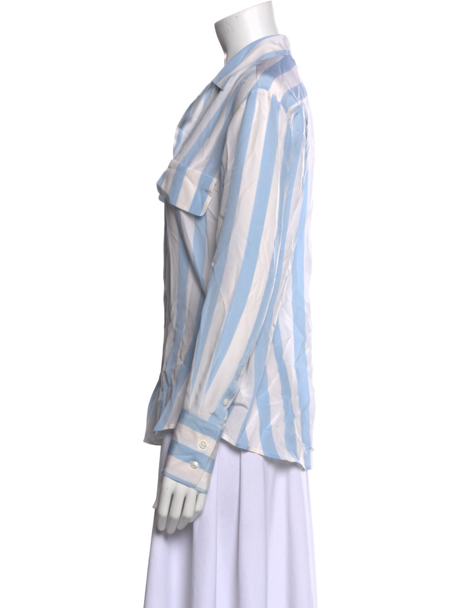 FRAME Silk Striped Button-Up Top