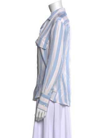 FRAME Silk Striped Button-Up Top